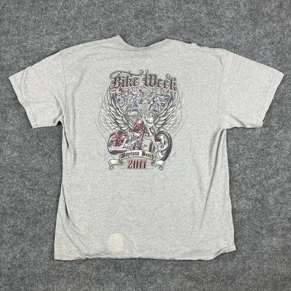 Bike Week T-Shirt Mens XL Gray 2011 Daytona Beach Graphic Biker Vintage Wear - Picture 2 of 7
